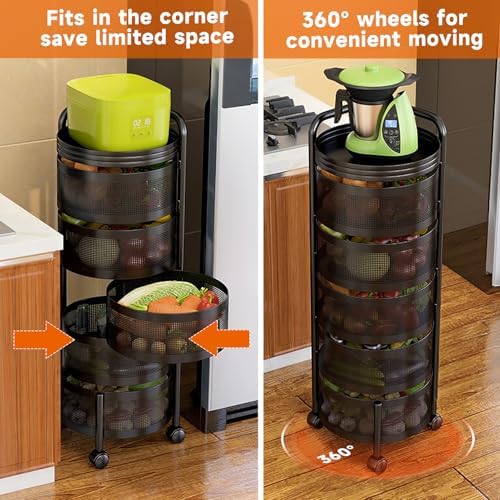 回転トレイ キャスター付きキッチンワゴン5段 | 【公式】LOWYA(ロウヤ